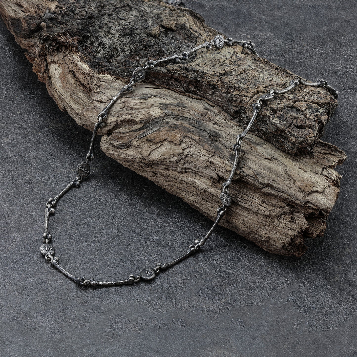 Unique and macabre bone-shaped links necklace.