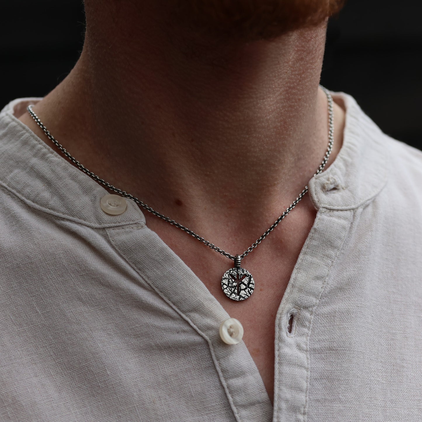 Pendant Necklace showcasing Norse mythology-inspired Algiz Symbol.