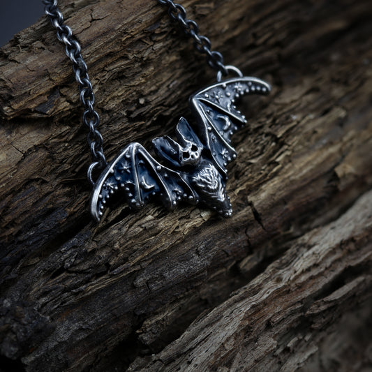 Bat necklace silver