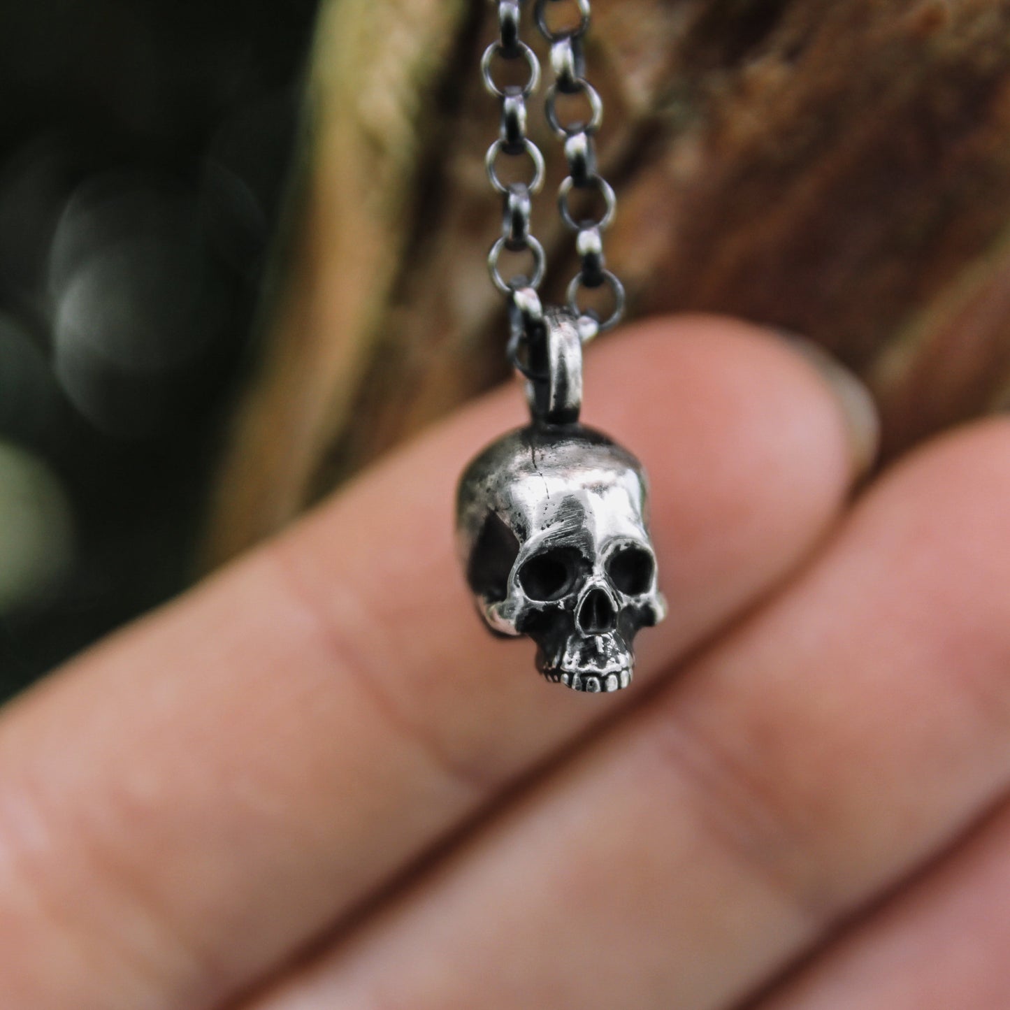 sterling silver skull pendant for him
