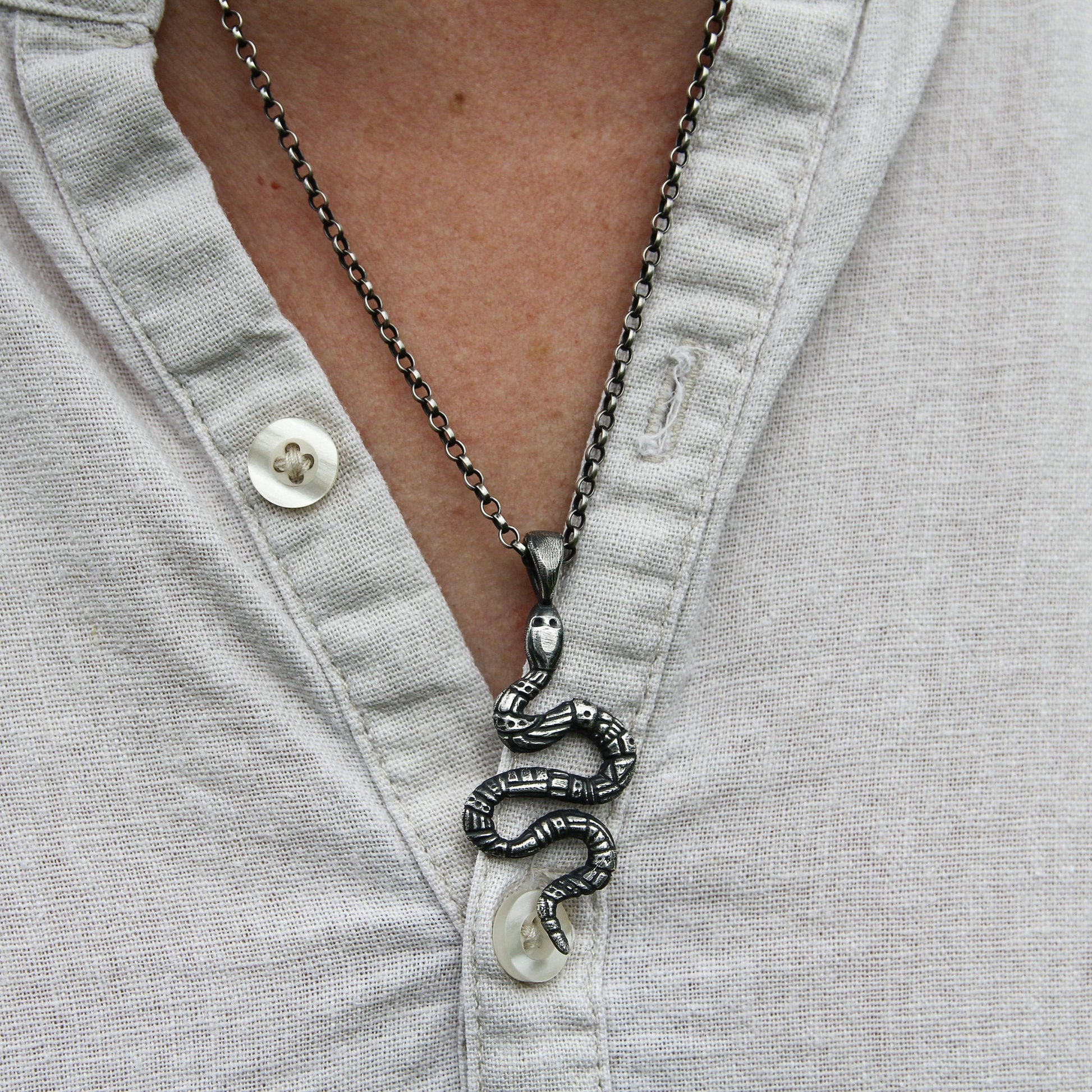 925 silver snake pendant for men