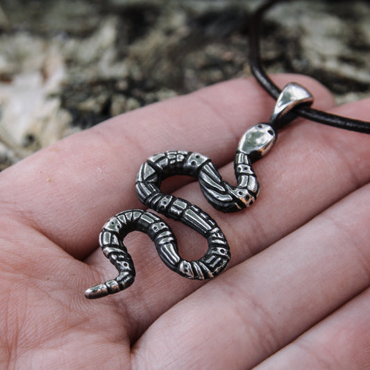 silver snake pagan pendant