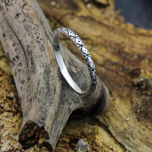 Pagan Viking silver band ring.