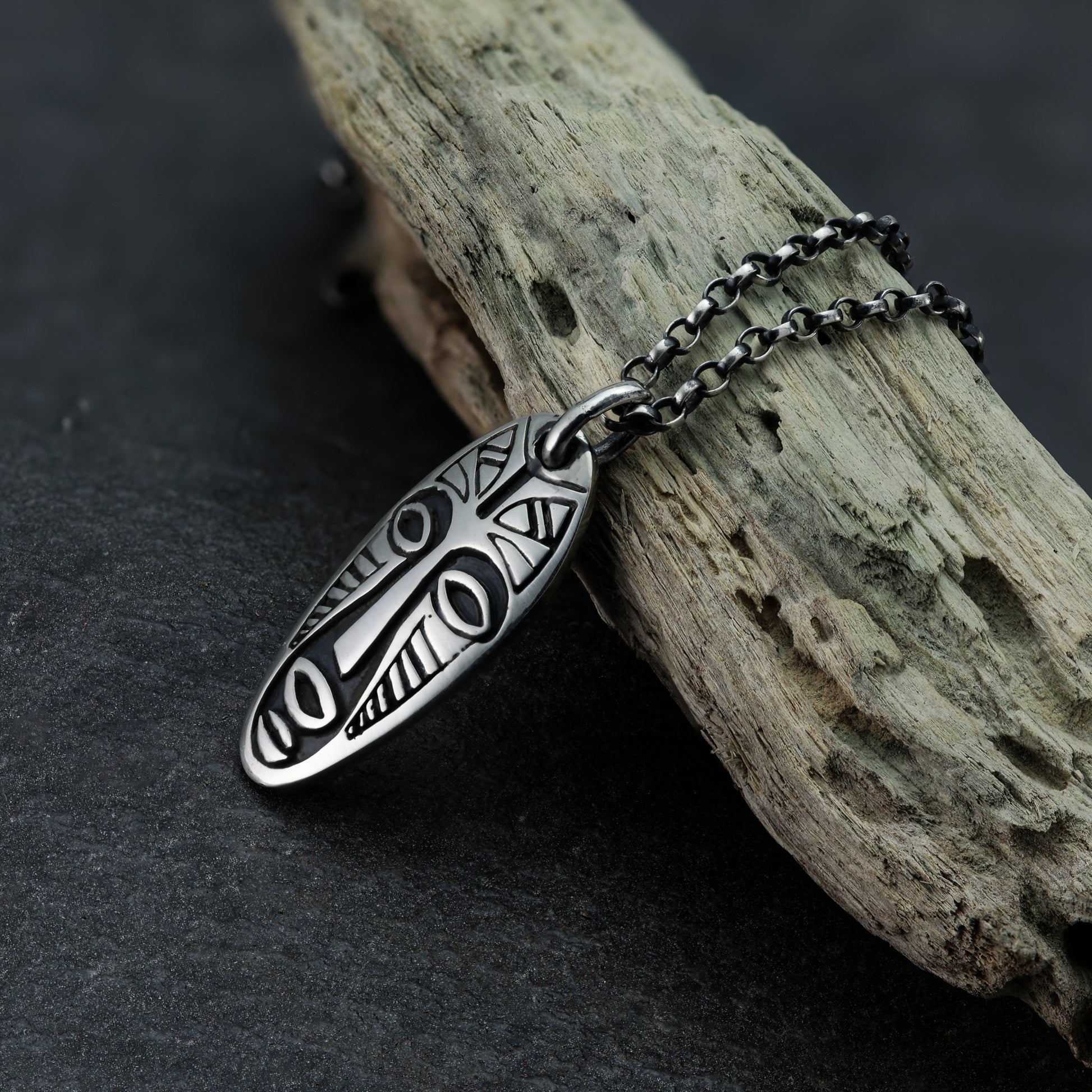 sterling silver Warrior Mask pendant necklace, the perfect blend of contemporary craftsmanship and ancient symbolism