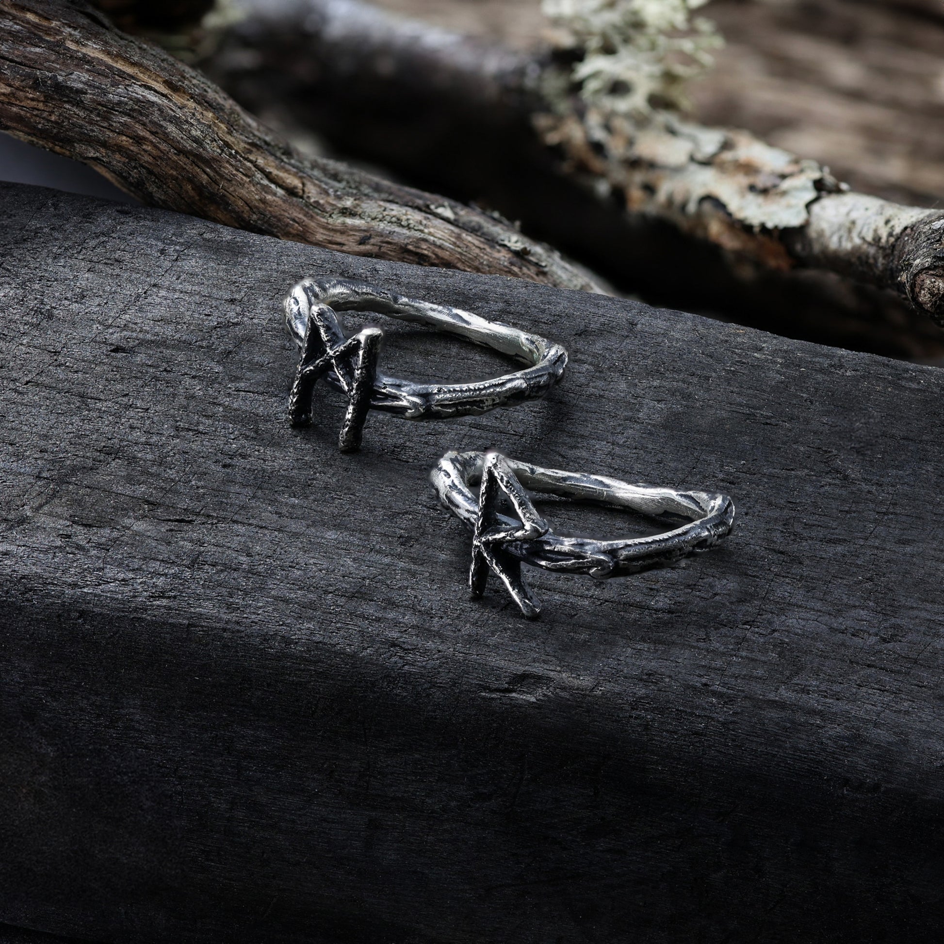 Unique twig-shaped rune ring for a touch of mystical charm