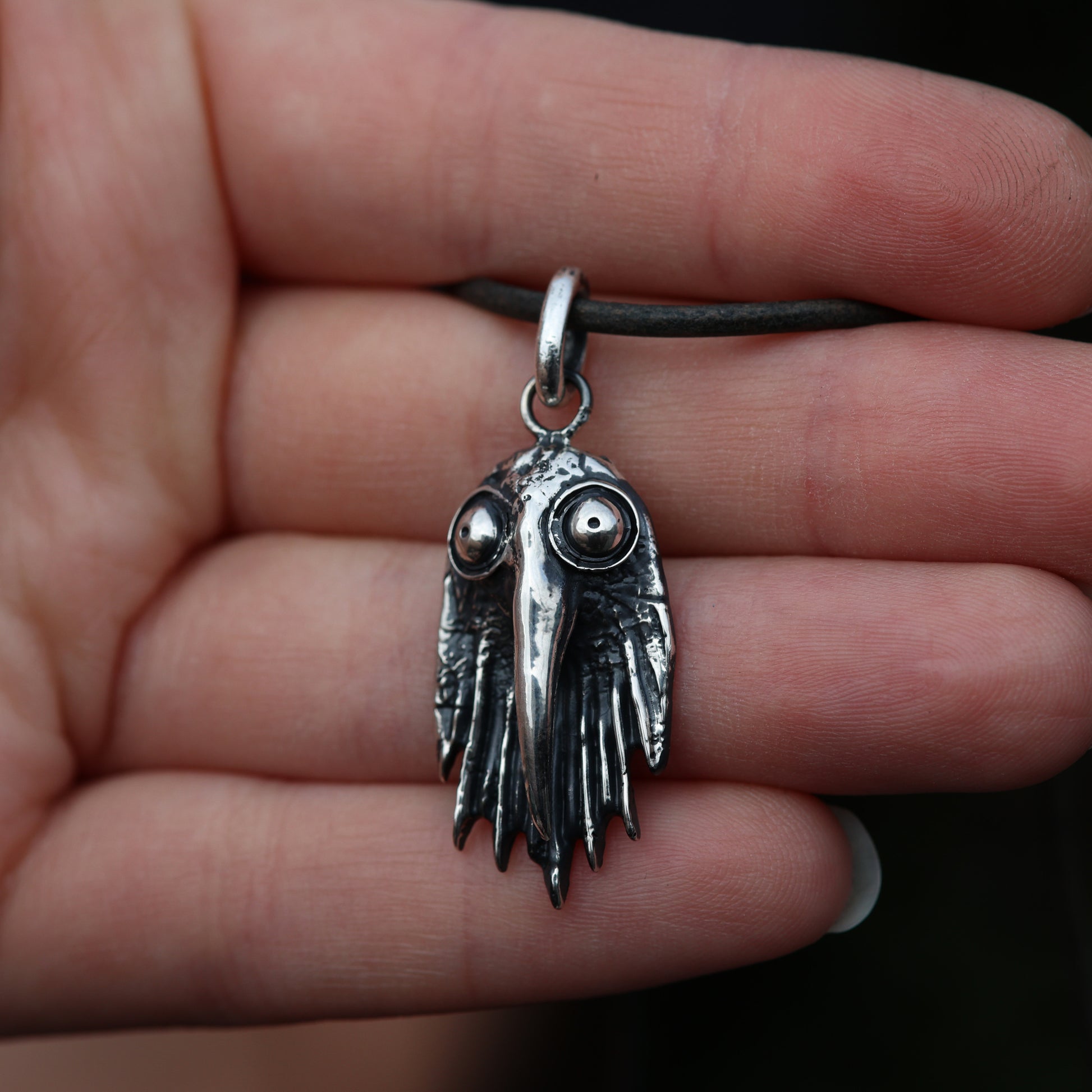 oddities and curiosities, occult raven pendant necklace