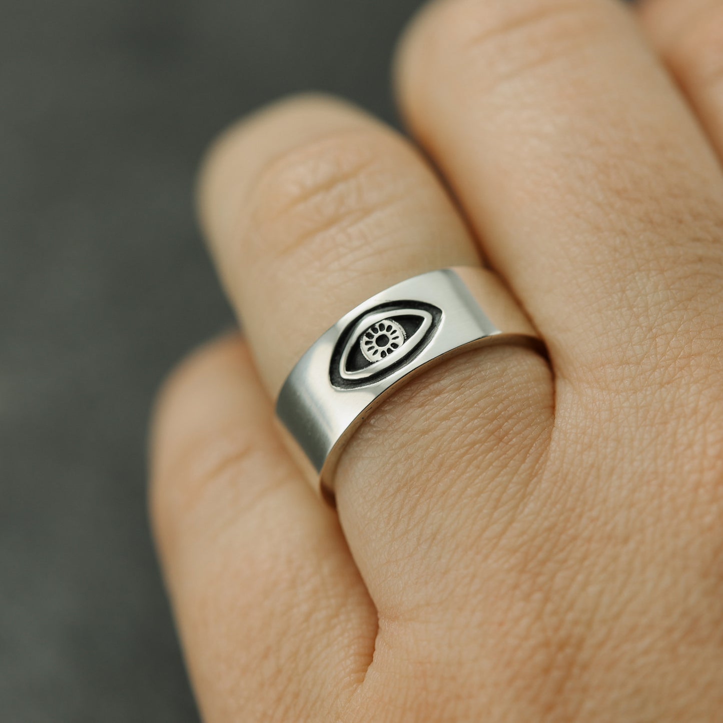 Eye ring, protective talisman gift for her.