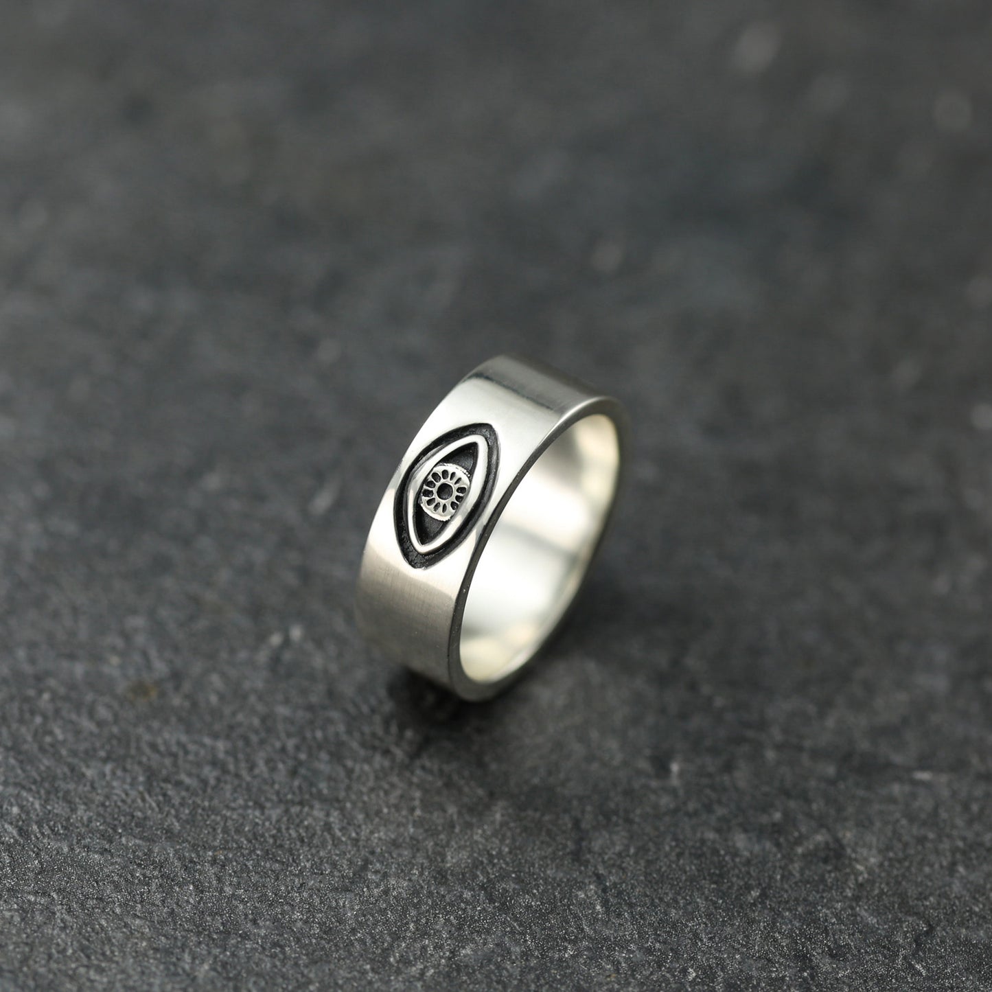 Evil eye ring made in Scotland. 925 Silver.