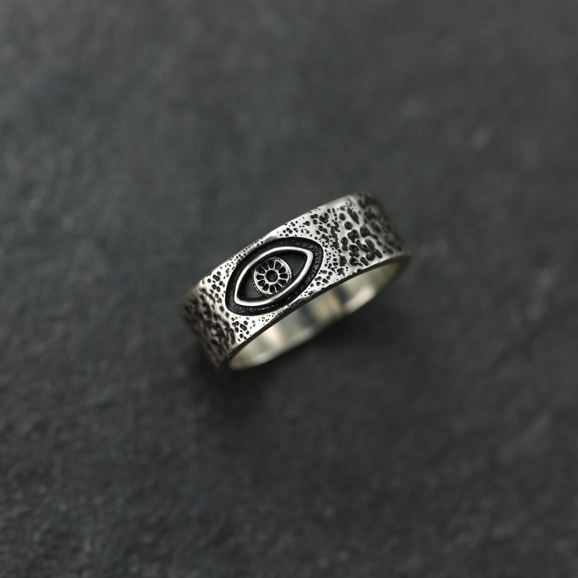 Evil eye ring, sterling silver.