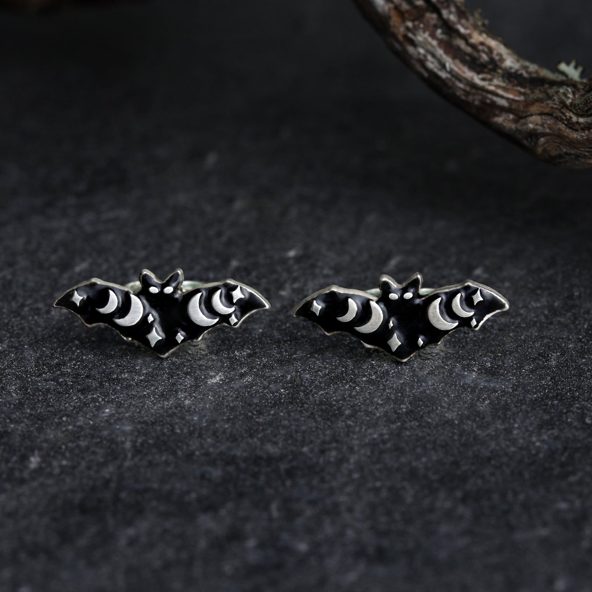 Witchy occult wicca earrings bats