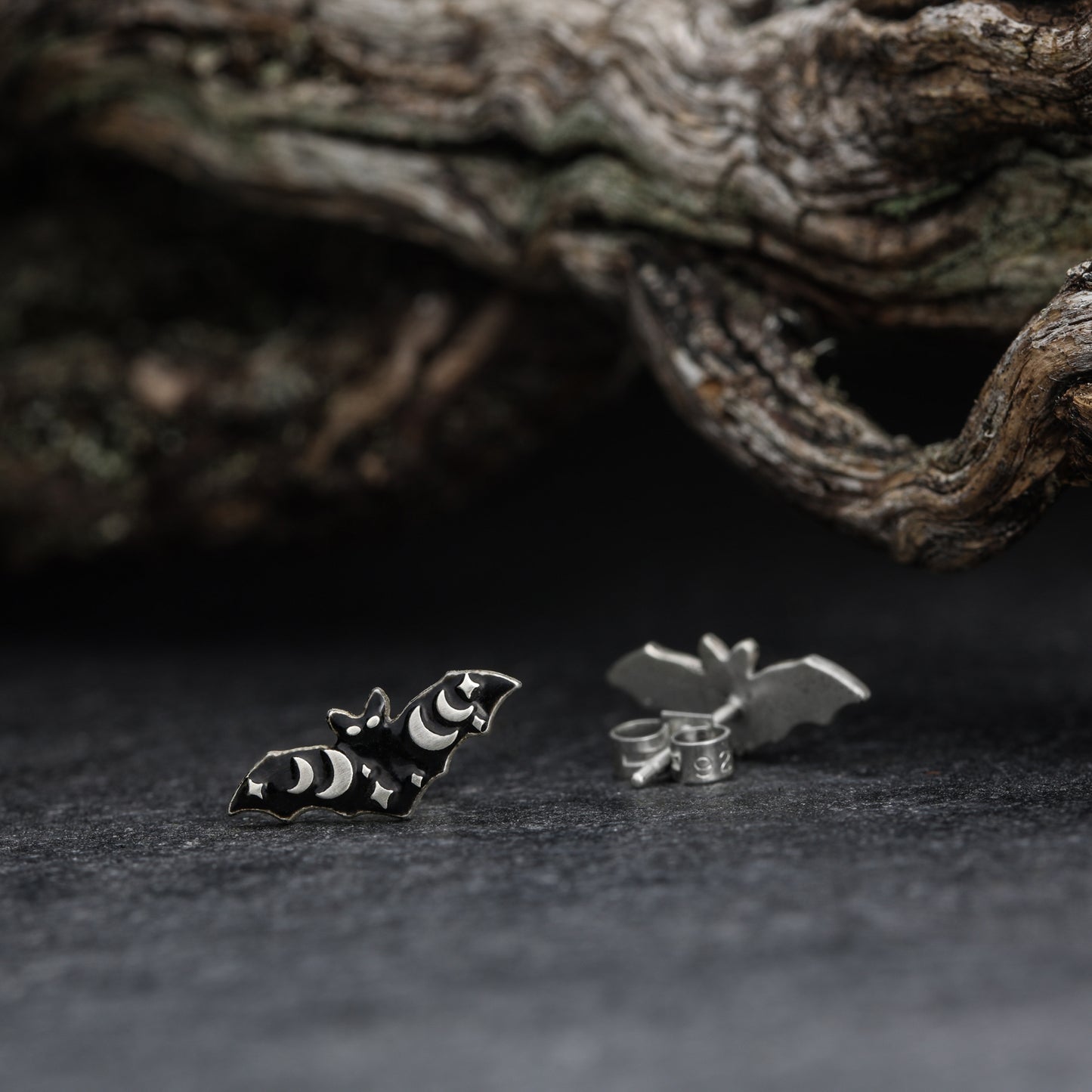 witchy bat earrings studs