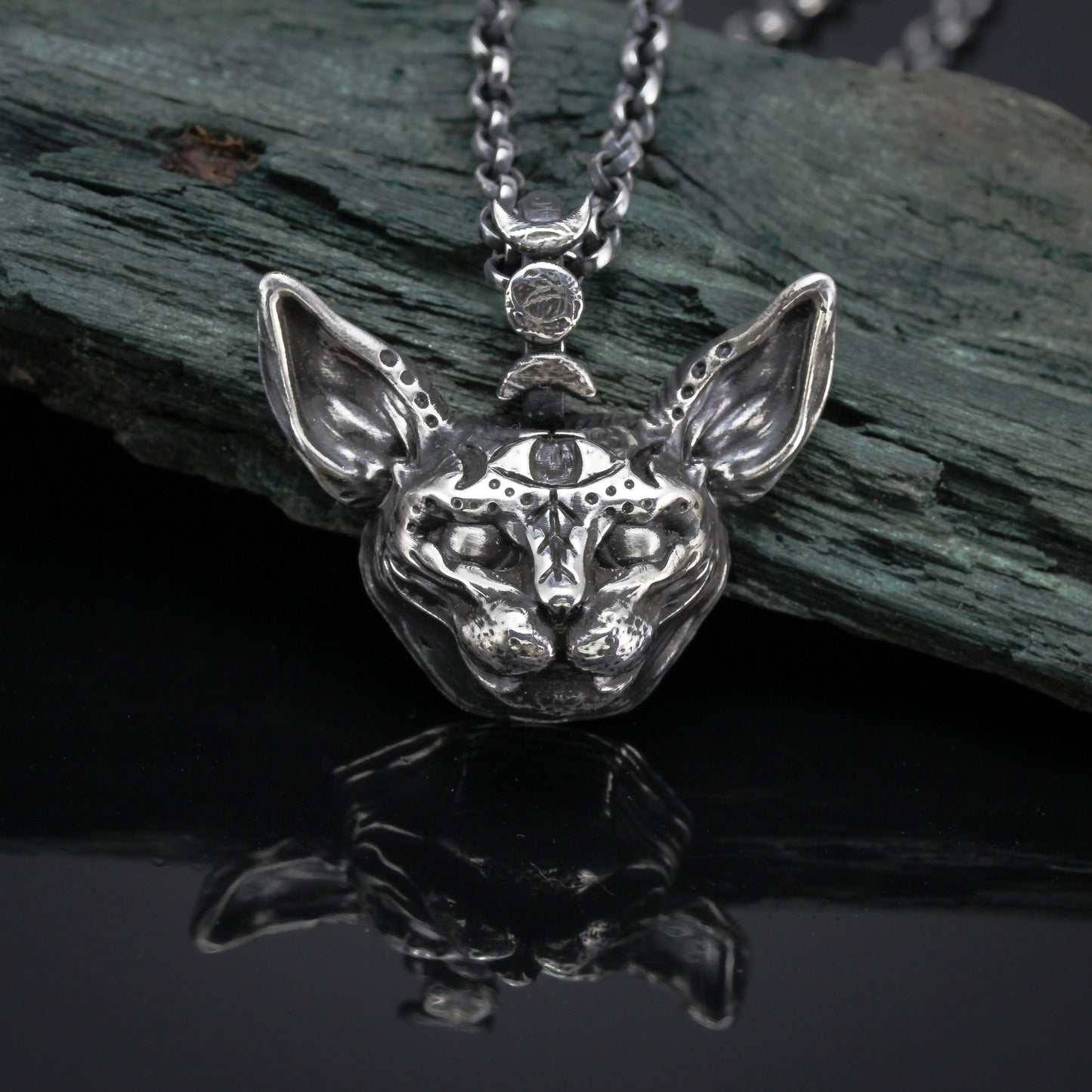 Sphynx cat necklace 925 silver.