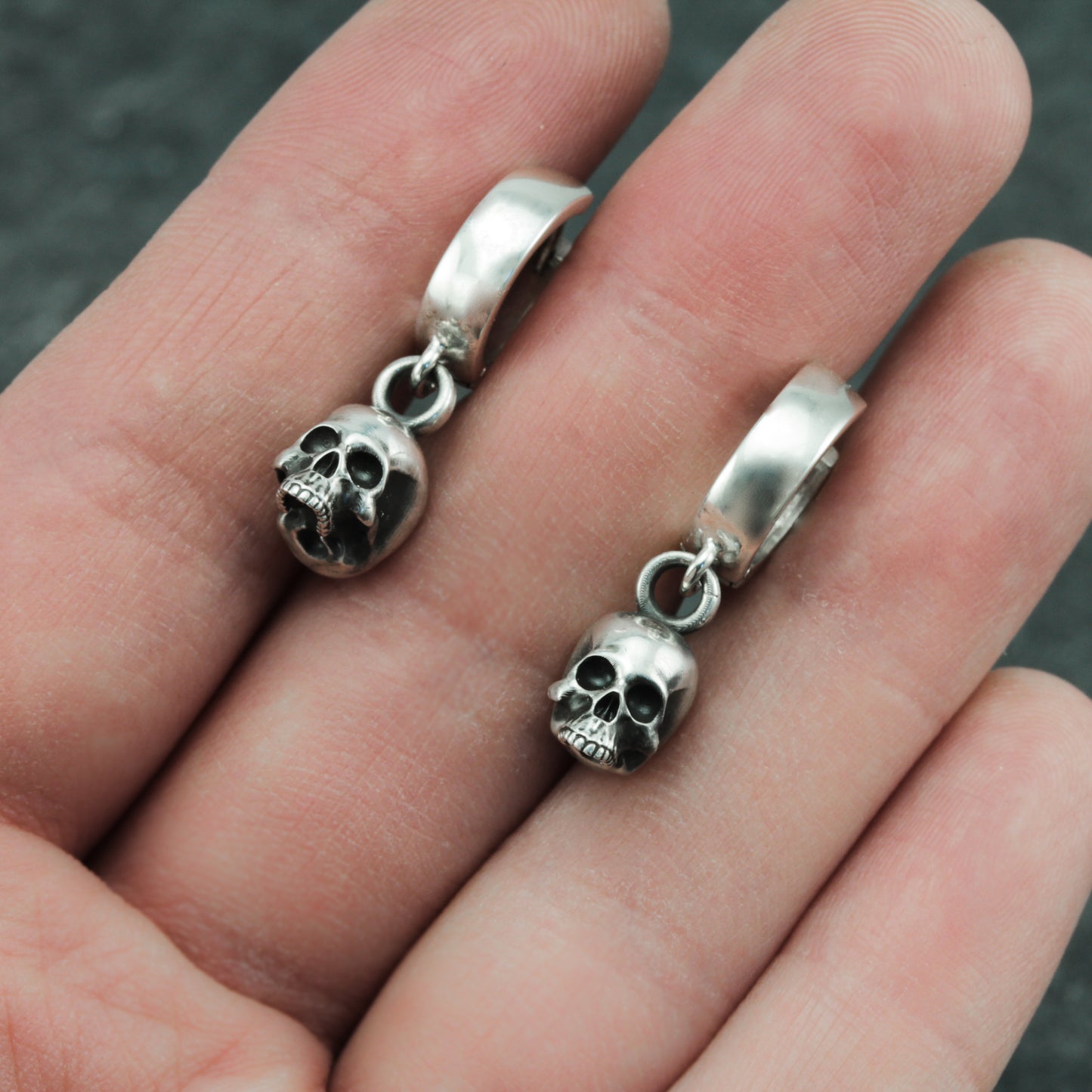 Chunky skull sterling silver earrings.