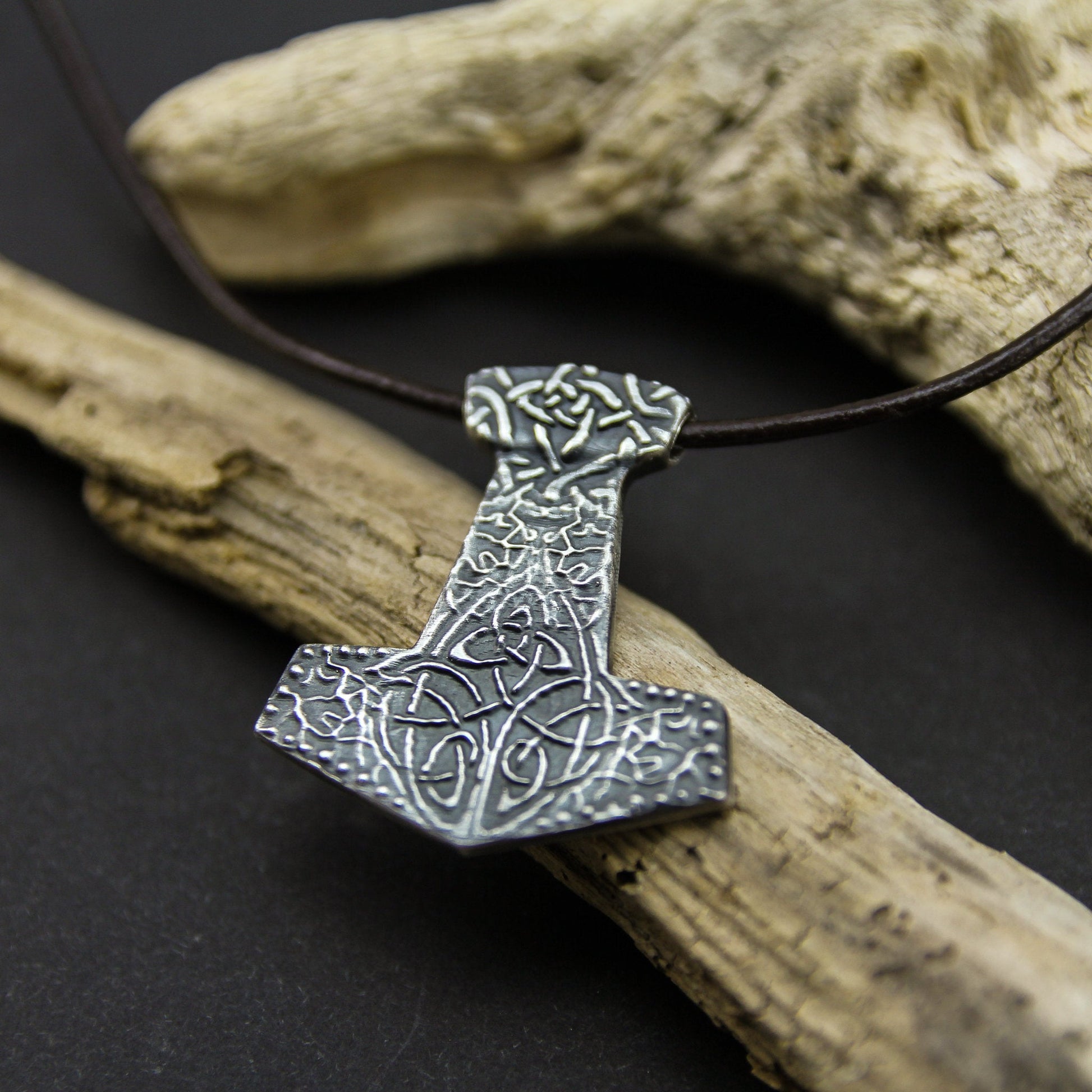 Thor's hammer silver necklace for men