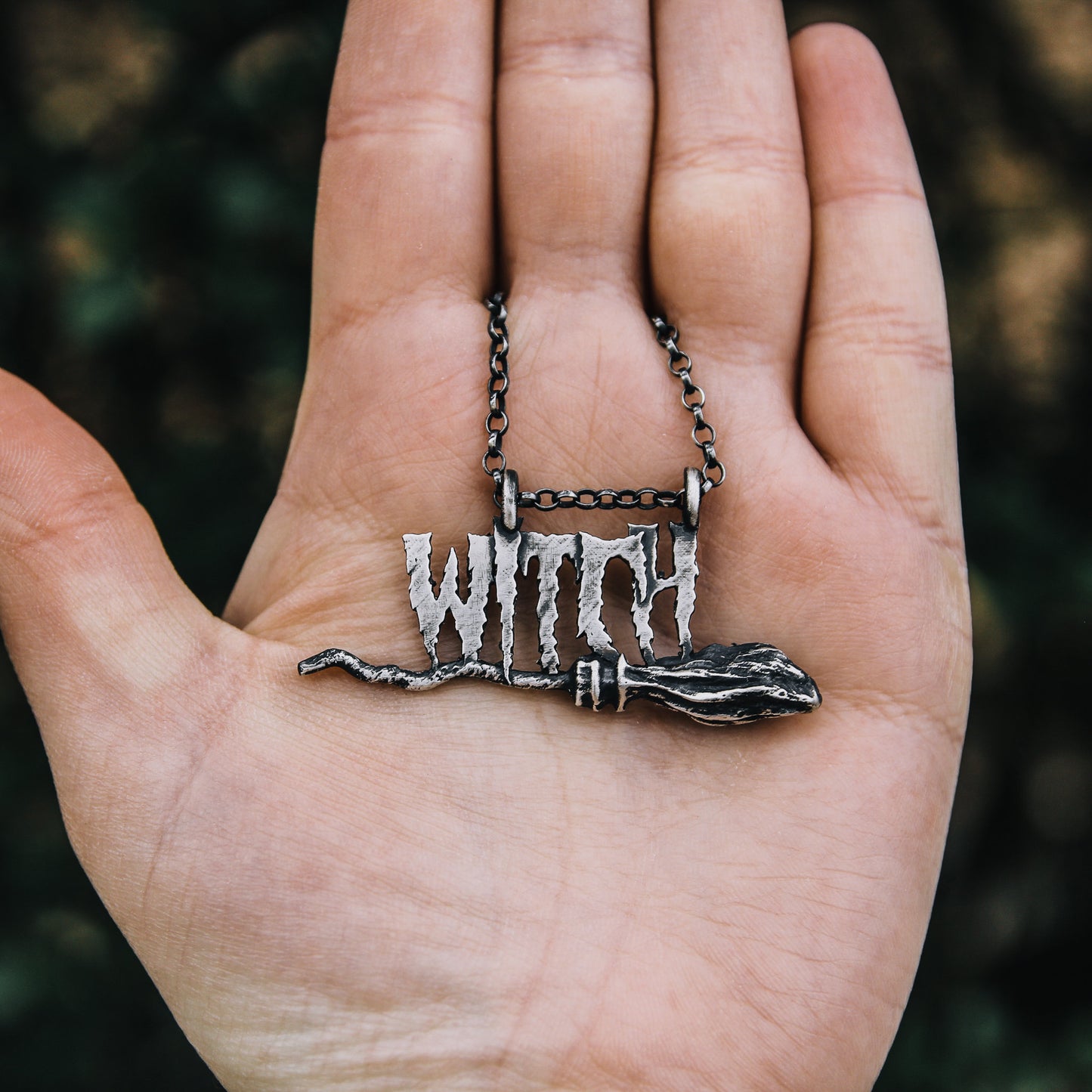 Witch wicca pendant necklace sterling silver.