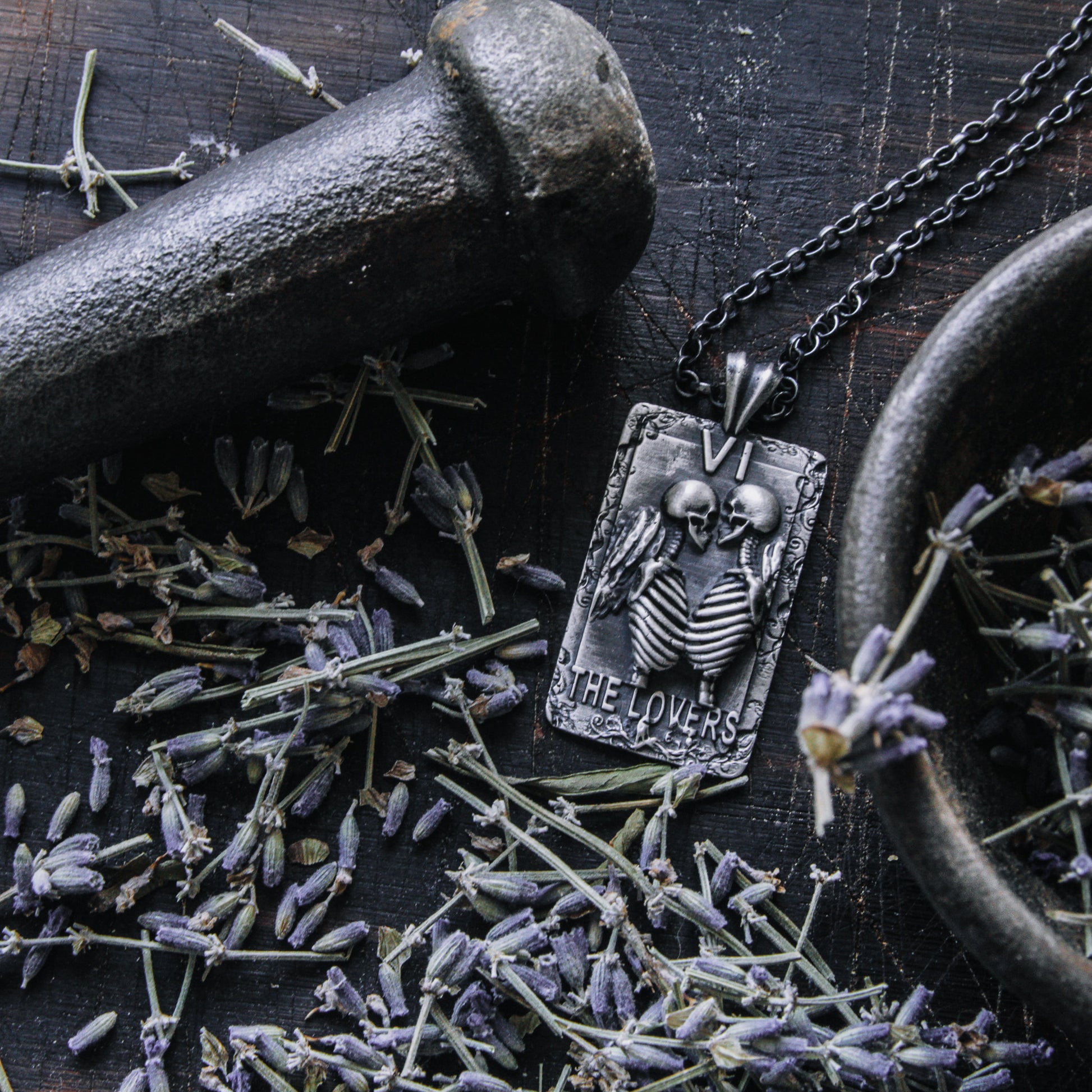 the lovers tarot card necklace