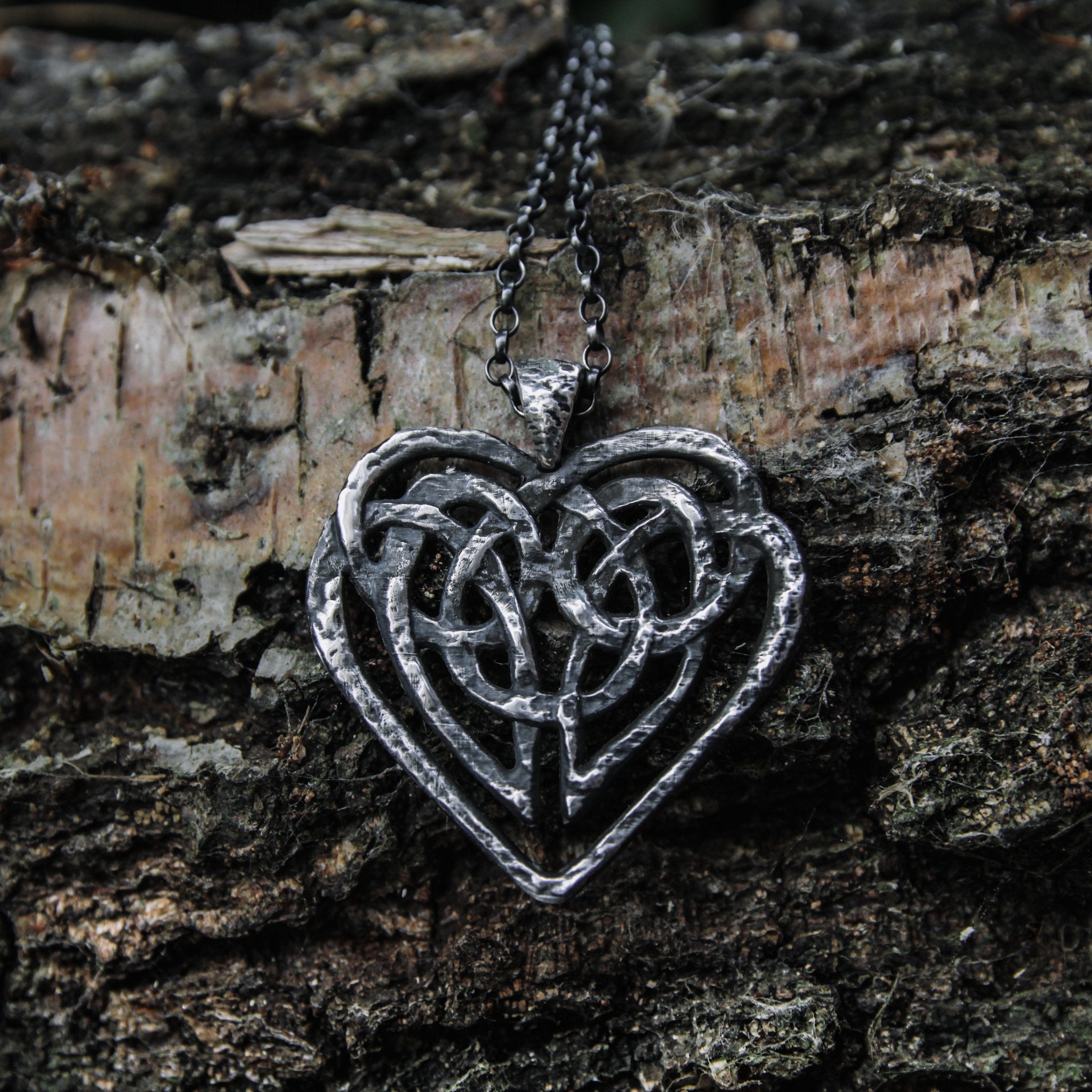Celtic Heart Amulet Pendant Necklace in 24K Gold