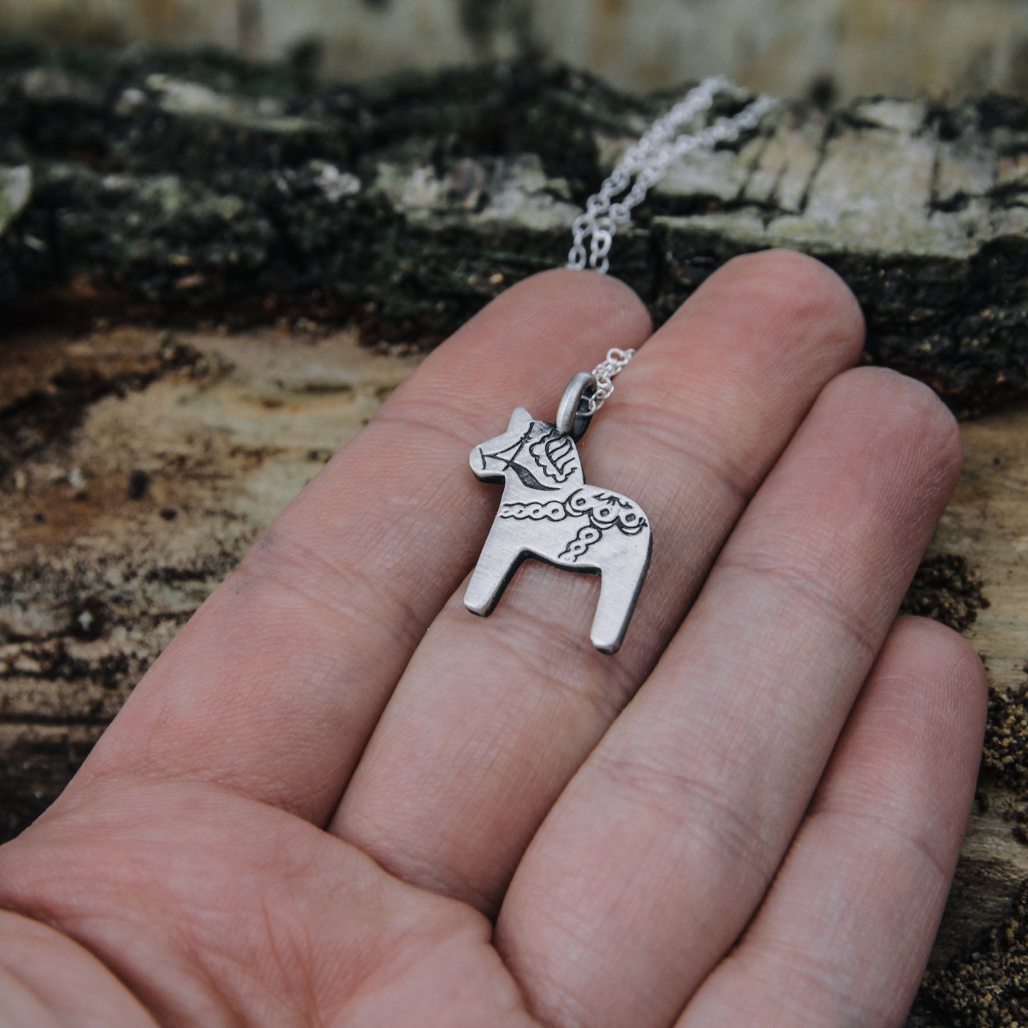 Dala horse necklace