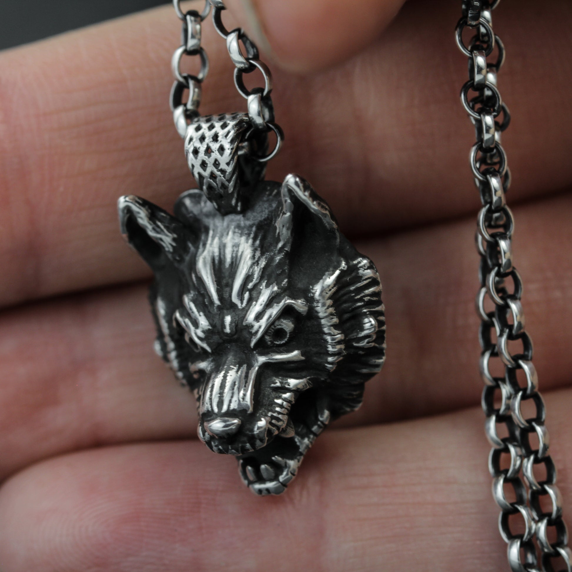 Wolf charm sterling silver.